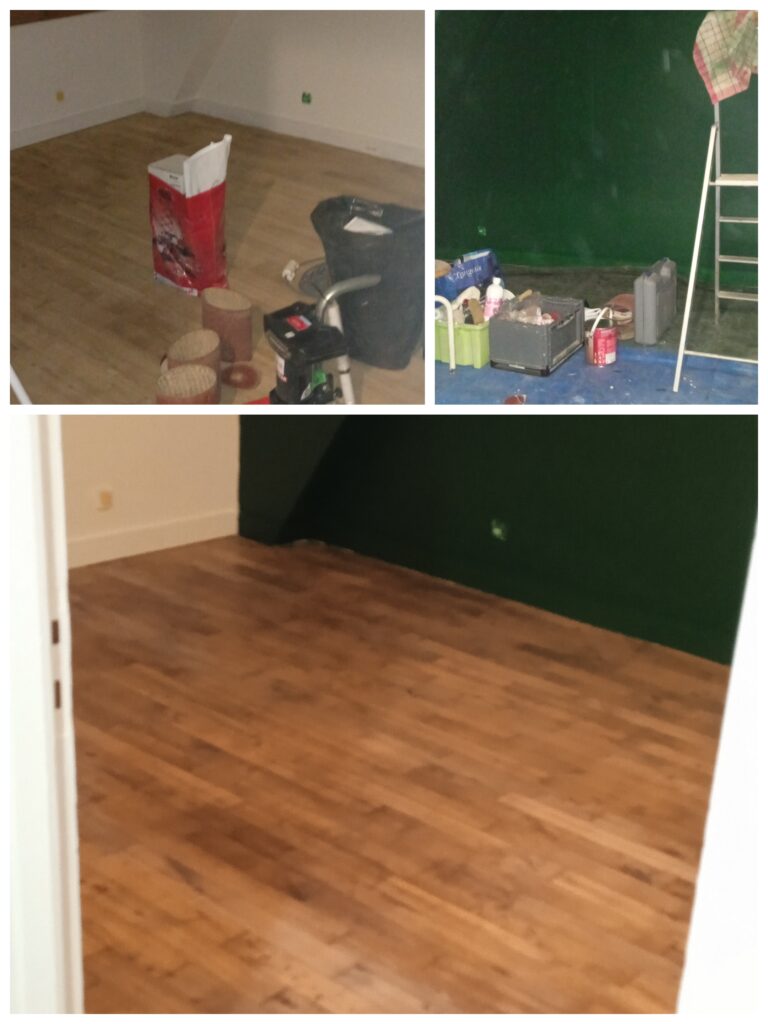 l'atelier a bric'HOME. Ponçage parquet et mise en peinture d'une chambre